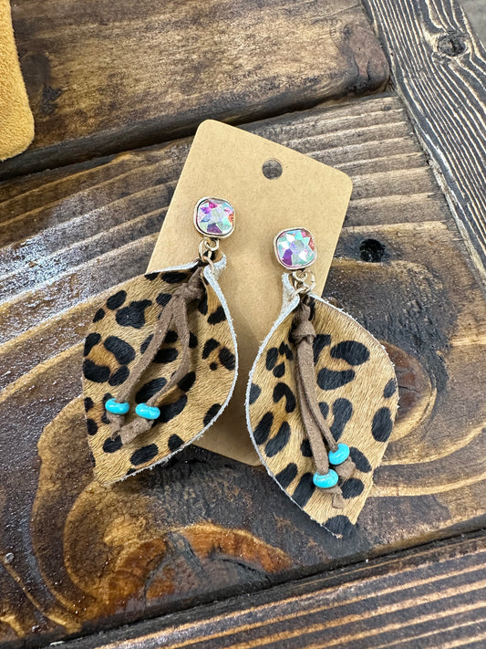 Leopard & Iridescent Dangles
